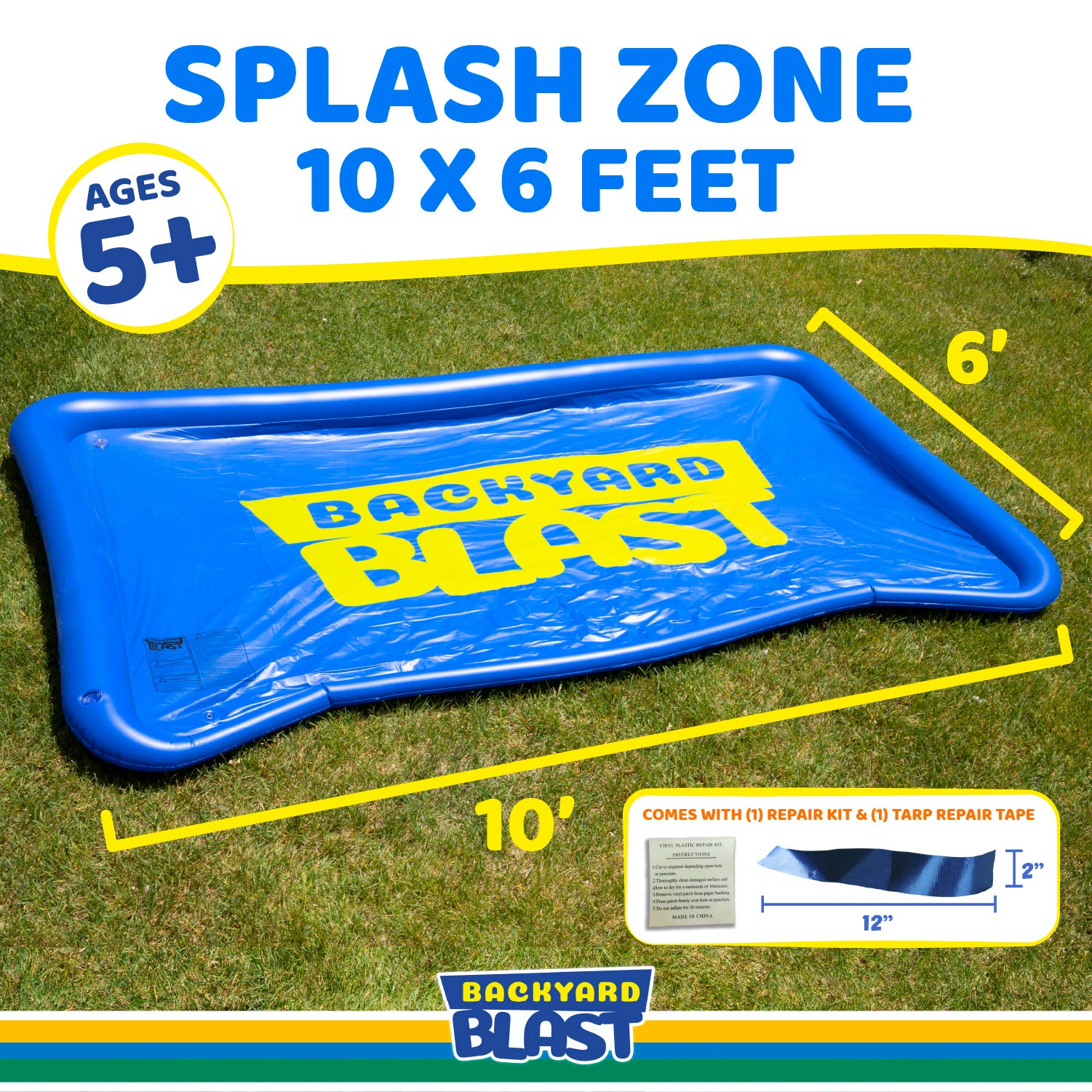 B09VLKNZK2.PT01 10’ x 6’ Splash Zone, Water Slide Splash Pad Accessory - Image 2
